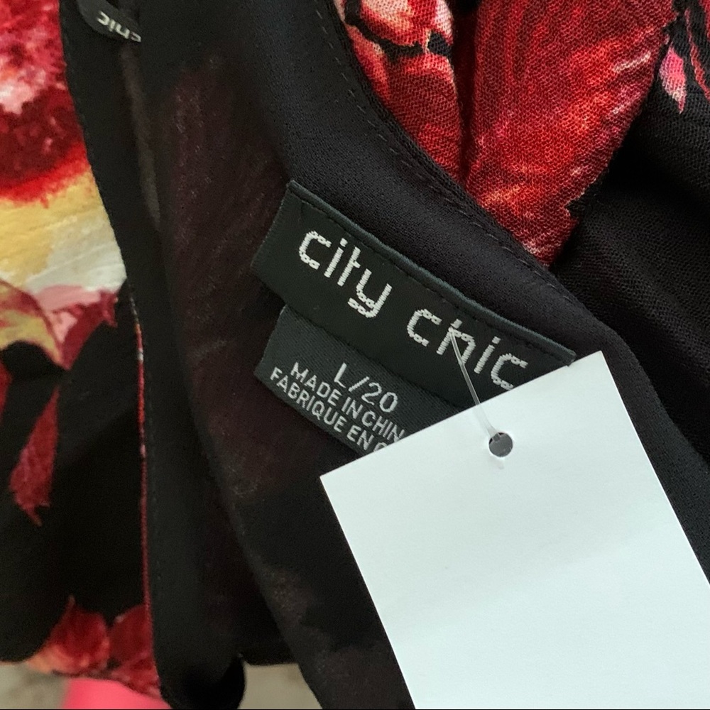 City Chic • 20/L • Monet Floral Print Faux Wrap Maxi Dress High Low - Picture 9 of 9